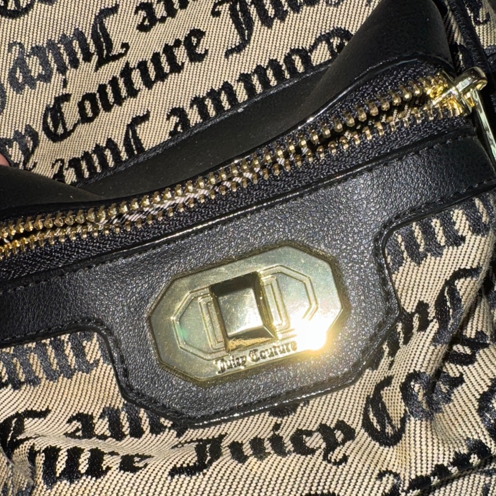 Juicy Couture Logo Print Backpack in Black and Cream - Picture 6 of 14